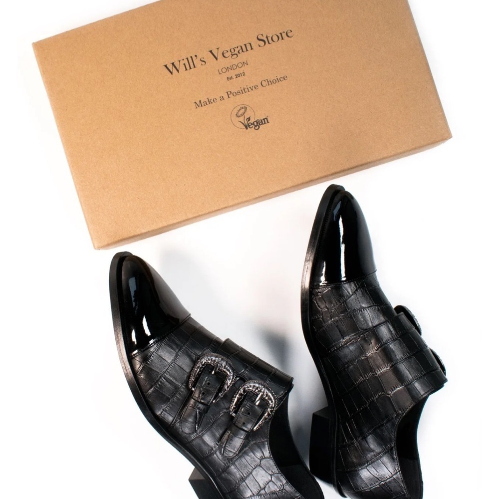 Wills Vegan Leather Mock Croc Monk Straps Shoes Moccasins Sz 37 - Picture 5 of 14